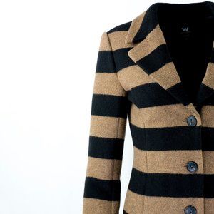 W BY WORTH Striped Long Winter Jacket Coat NWT